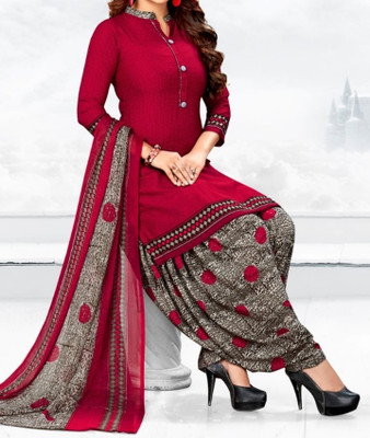 HK ETHNICSTORE Crepe Printed Kurta & Patiyala Material