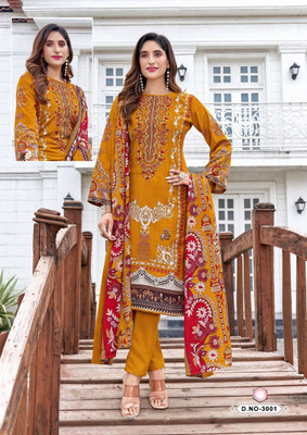 RhineFab Cotton Blend Embroidered Salwar Suit Material