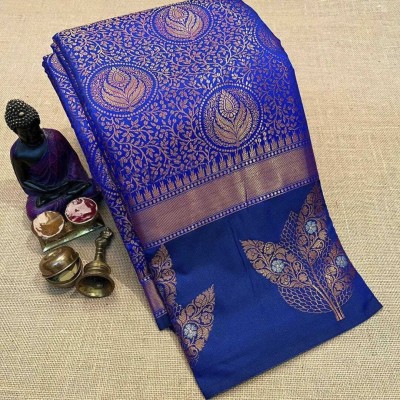 SGF11 Woven Kanjivaram Pure Silk, Art Silk Saree(Blue)