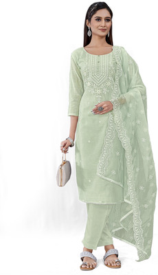 Tavas Chanderi Embroidered Salwar Suit Material