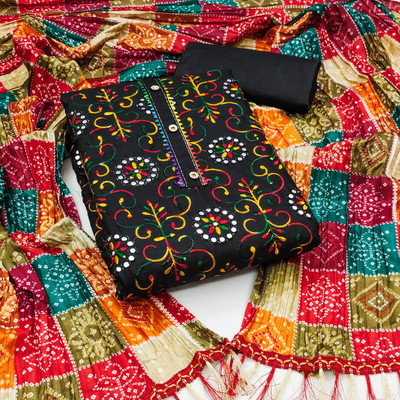 Nayanthara Trends Cotton Blend Embroidered Salwar Suit Material