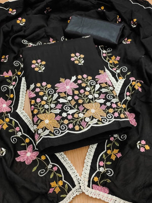 PandadiSaree Cotton Blend Embroidered Salwar Suit Material