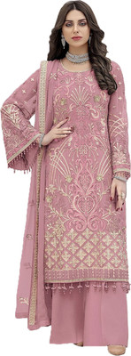 VIBHULEHENGA Georgette Embroidered Salwar Suit Material