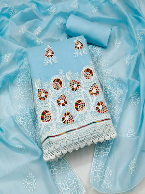 Peachmode Chanderi Embroidered Salwar Suit Material