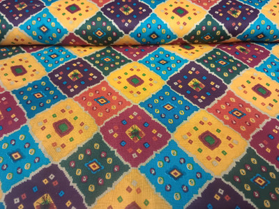 divine trens Cotton Blend Geometric Print Blouse Material