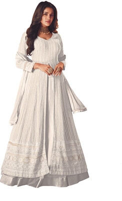 KAPANKU Georgette Embroidered Gown/Anarkali Kurta & Bottom Material