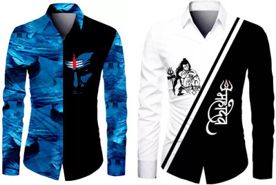 Mahi creations Linen Printed Shirt Fabric