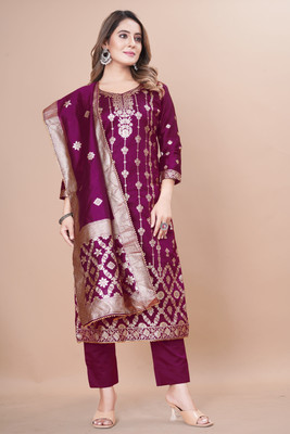 SAUMYA CREATIONS Art Silk Self Design Kurta & Churidar Material