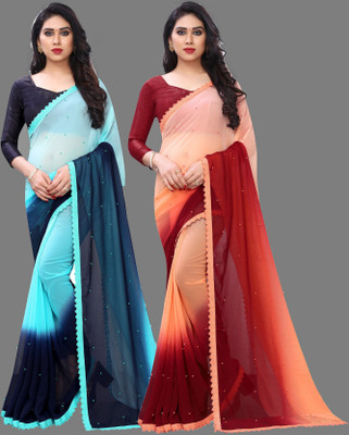 PRIHAL ART Georgette Embellished Blouse Material