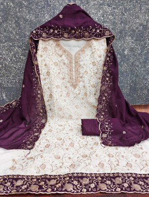 TNT Silk Blend Embroidered Salwar Suit Material