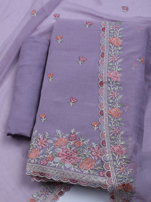 Meena Bazaar Cotton Blend Embroidered Salwar Suit Material