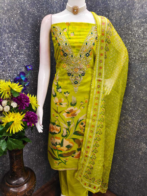 NIDHI'S FASHION Chanderi Embroidered Salwar Suit Material