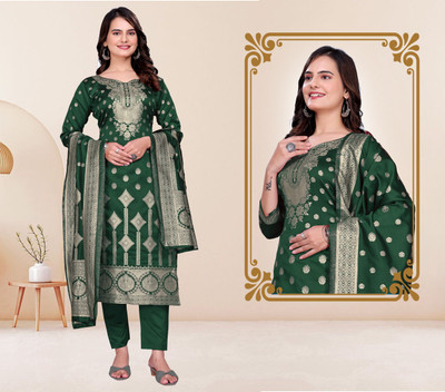 GEETABAASREE Silk Blend Printed Kurta & Churidar Material