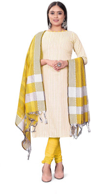RUDRAA FAB Cotton Blend Striped Salwar Suit Material