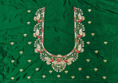 The White Rabbit Art Silk Embroidered Blouse Material
