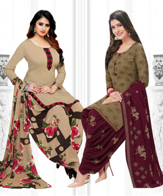THIRA Crepe Solid, Printed Salwar Suit Material