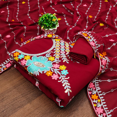 DUTT TEXTILE Georgette Self Design Salwar Suit Material