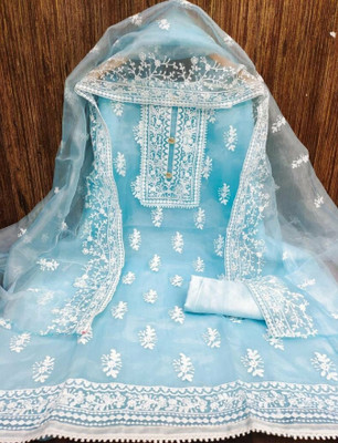 Husnpari Organza Embroidered Salwar Suit Material