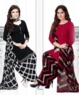 Nirvaan Crepe Solid, Printed, Geometric Print Salwar Suit Material