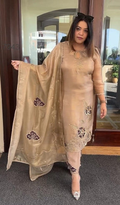HouseOfCommon Tussar Silk Embroidered, Self Design Multi-purpose Fabric