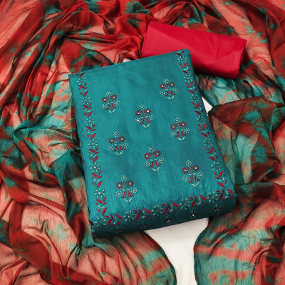 HouseOfCommon Silk Blend Embroidered Salwar Suit Material