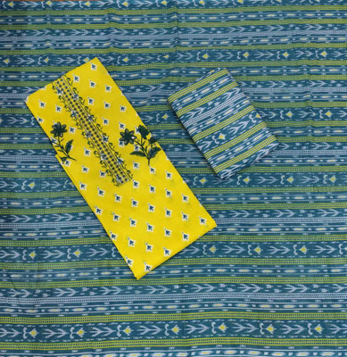 HU COLLECTION Cotton Blend Printed Salwar Suit Material