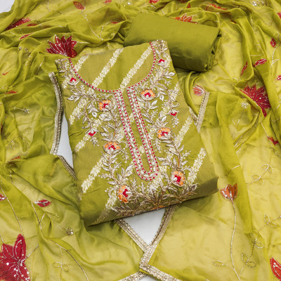 ShopGlobal Modal Solid, Embroidered Salwar Suit Material