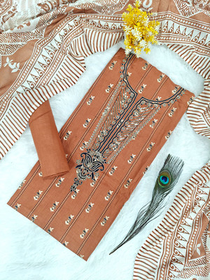 krishna boutique Pure Cotton Embroidered Salwar Suit Material