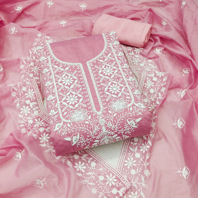 manvaa Chanderi Embroidered Salwar Suit Material