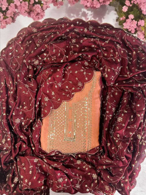 Hiti Creations Silk Blend Embroidered Salwar Suit Material