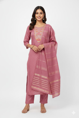 rajgharan nx Chanderi Embroidered Salwar Suit Material