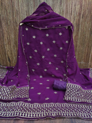 DUTT TEXTILE Georgette Self Design Salwar Suit Material
