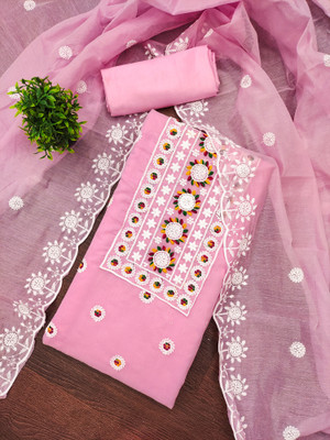 ShopGlobal Cotton Blend Embroidered Salwar Suit Material