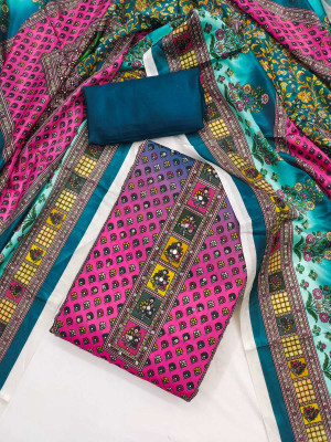 SWARNGANGA TEX Art Silk Embroidered Salwar Suit Material