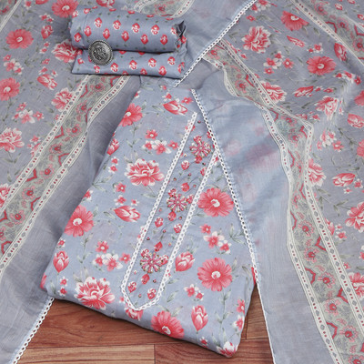 BIBA Silk Blend Printed Salwar Suit Material
