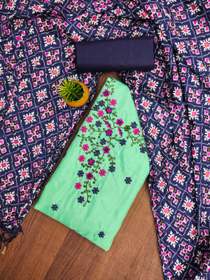 manvaa Cotton Blend Embellished Salwar Suit Material