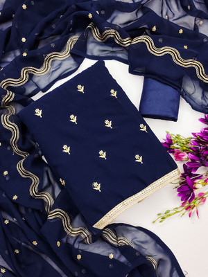 Ethnic Junction Georgette Embroidered Salwar Suit Material