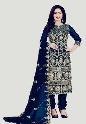 LADYPOTION Georgette Embroidered Salwar Suit Material