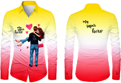 VMENTERPRISE Men Printed Casual Red, White Shirt