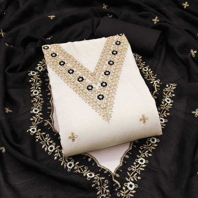 BlissFlair Cotton Silk Embroidered Kurta Fabric