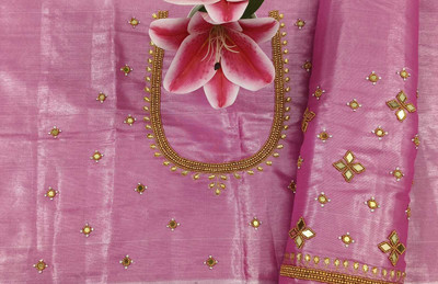 Khusi Fashion Silk Blend Embellished Blouse Material