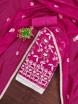 Blissta Cotton Blend Embroidered Salwar Suit Material