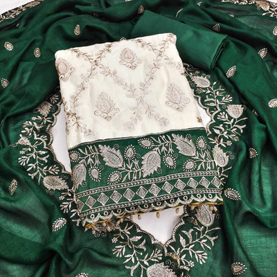 NIDHI'S FASHION Chanderi Embroidered Salwar Suit Material