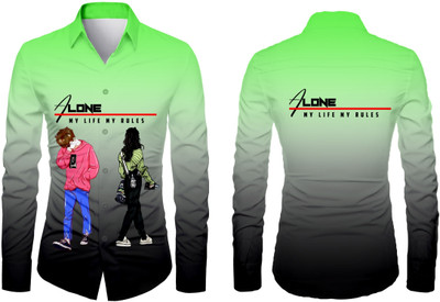 VMENTERPRISE Men Printed Casual Green Shirt