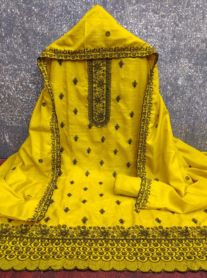 AP FAB Silk Blend Embroidered Salwar Suit Material