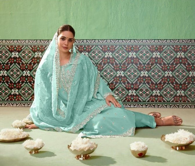 AKSHTA Pure Silk Embroidered Salwar Suit Material