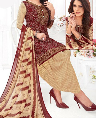 SAPTAPADI DESIGNER Crepe Floral Print Salwar Suit Material