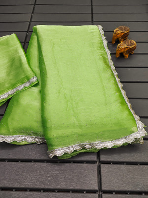 ZOYAL ENTERPRISE Solid/Plain Bollywood Brasso Saree(Light Green)