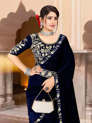 hutah Velvet Embroidered Blouse Material