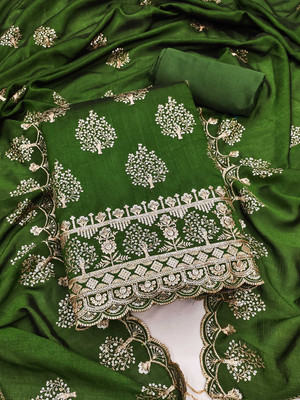 Divastri Silk Blend Embroidered Salwar Suit Material